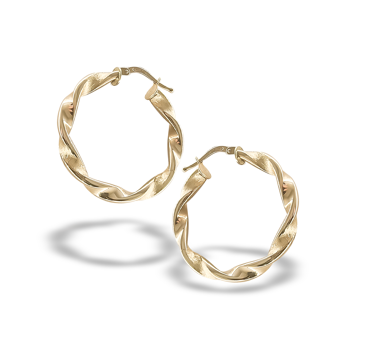 29mm Spiral Twist Hoop Earrings in 9ct Yellow Gold