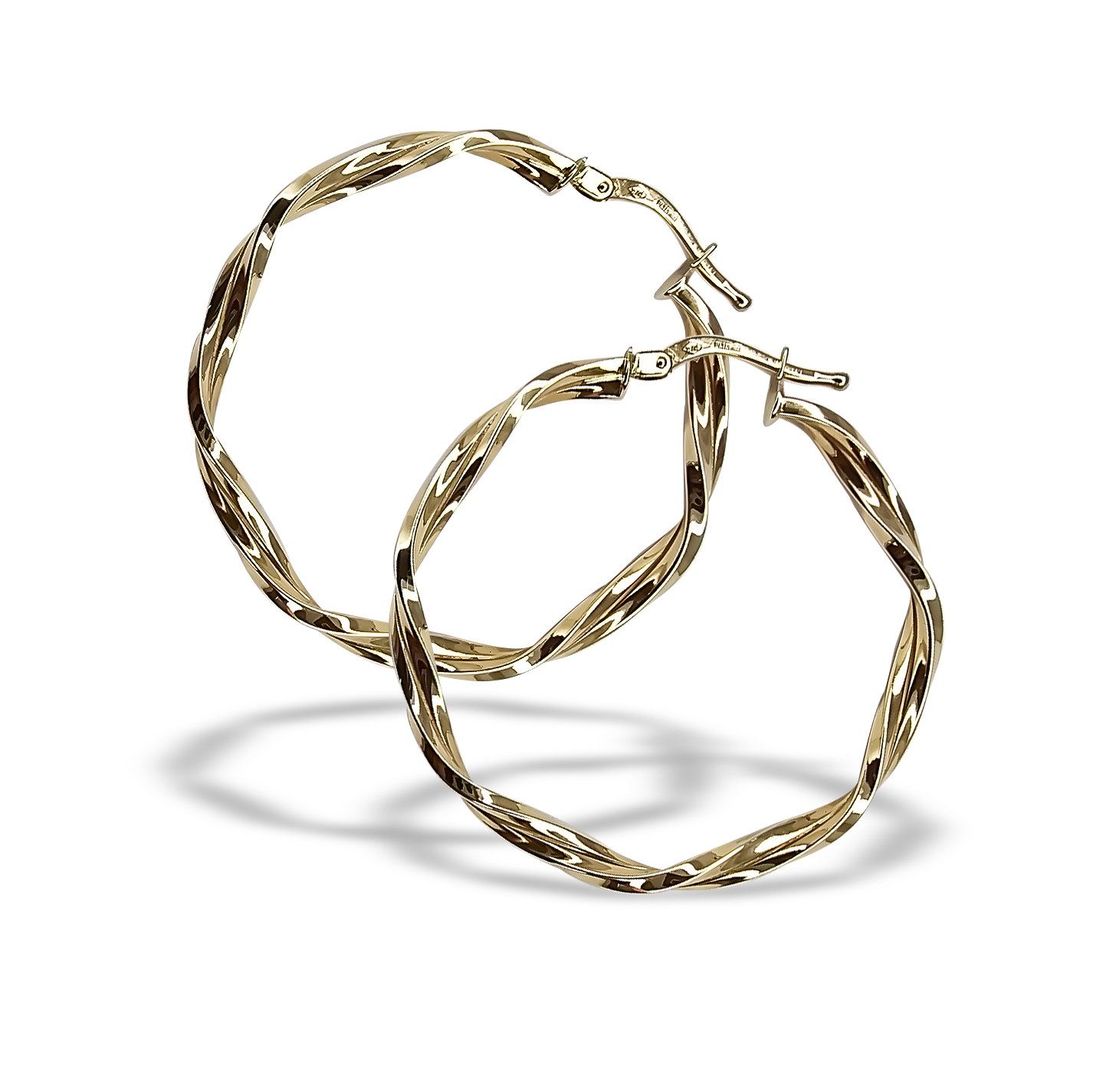36mm Double Layer Twist Spiral Hoops in 9ct Yellow Gold