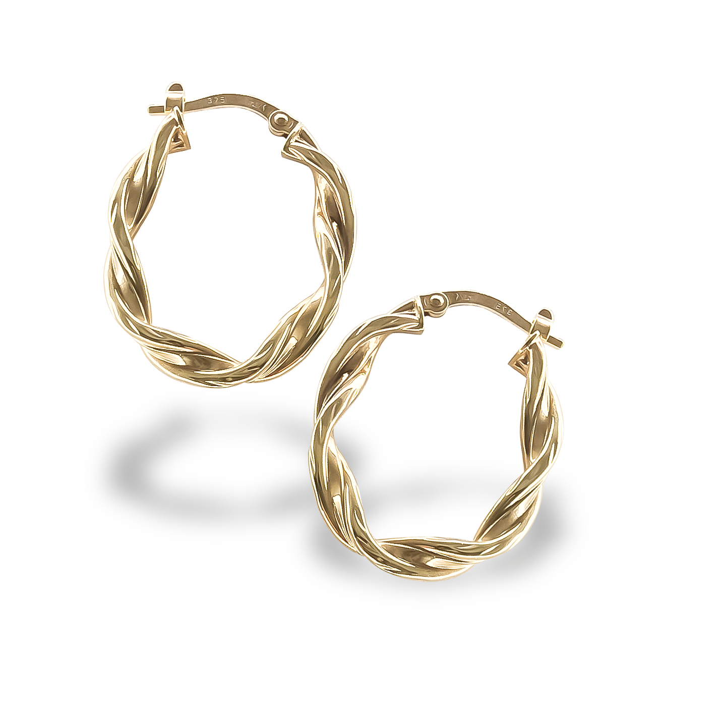 27mm Oval Twist Hoops in 9ct Yellow Gold