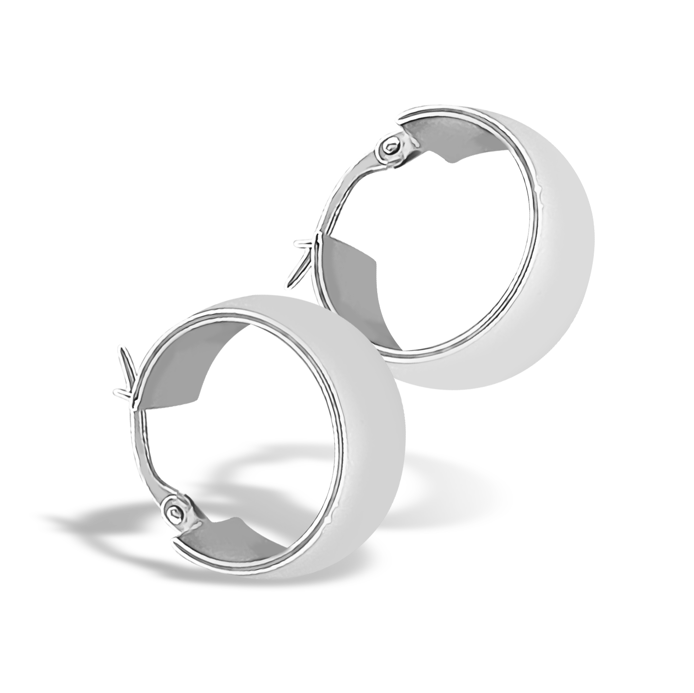 17mm Plain Flat Hoops in 9ct White Gold