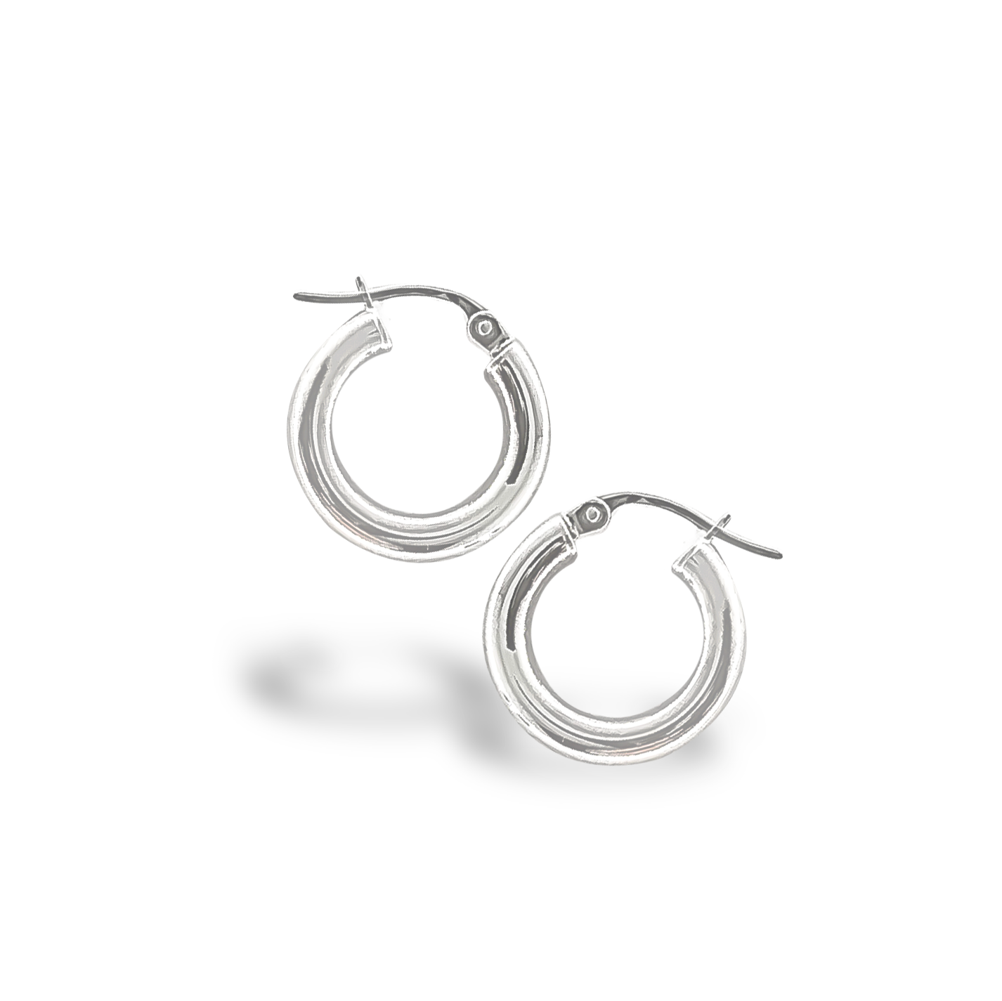 9mm Plain Round Hoops in 9ct White Gold
