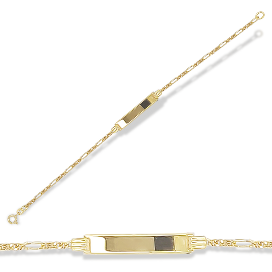 16cm Long ID Rope Link Baby Bracelet in 9ct Yellow Gold