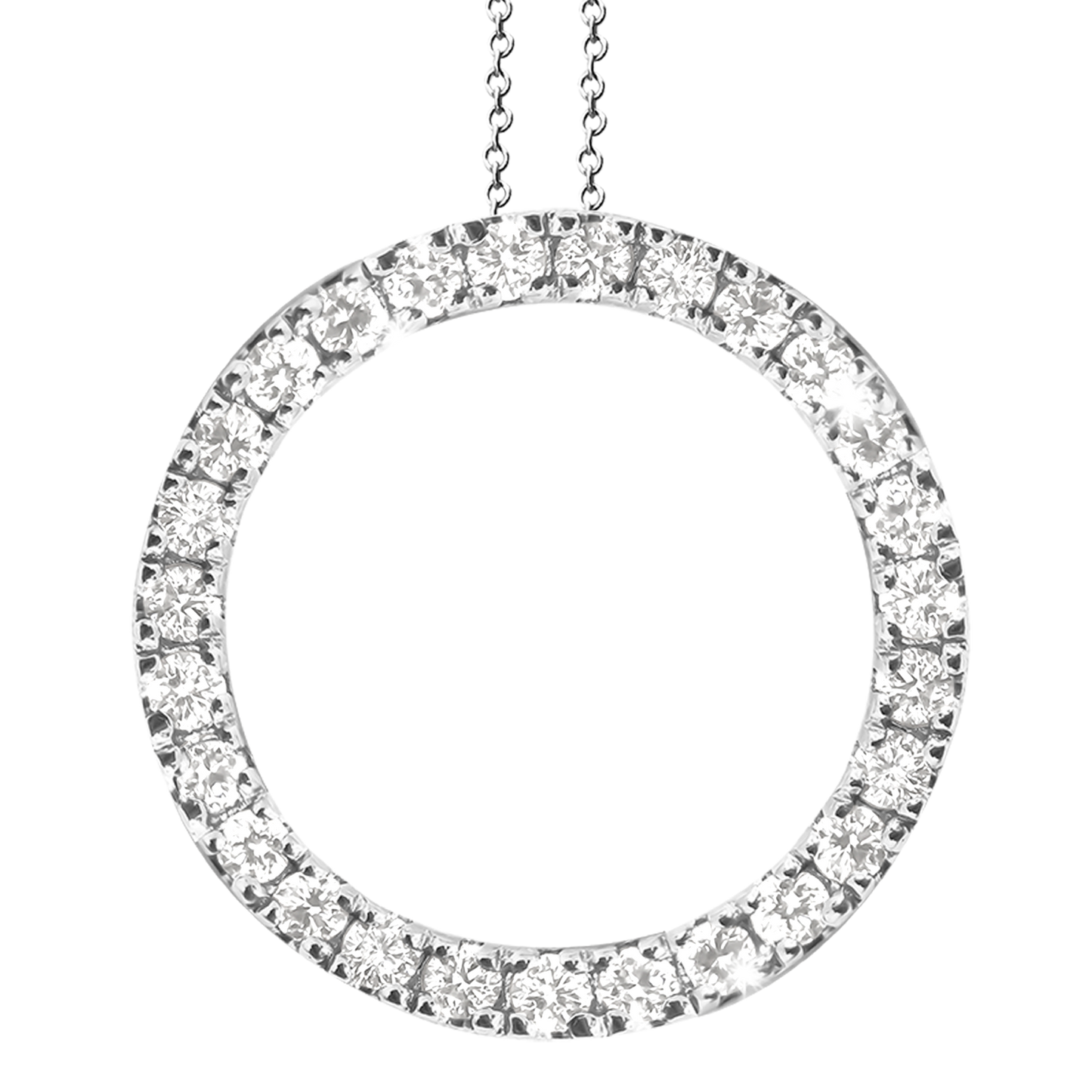 Diamond ring pendant on a white background
