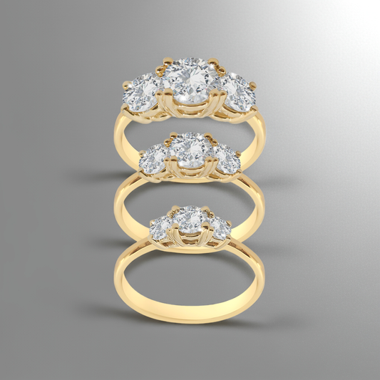 Lab Grown Diamond trilogy on a soft grey background