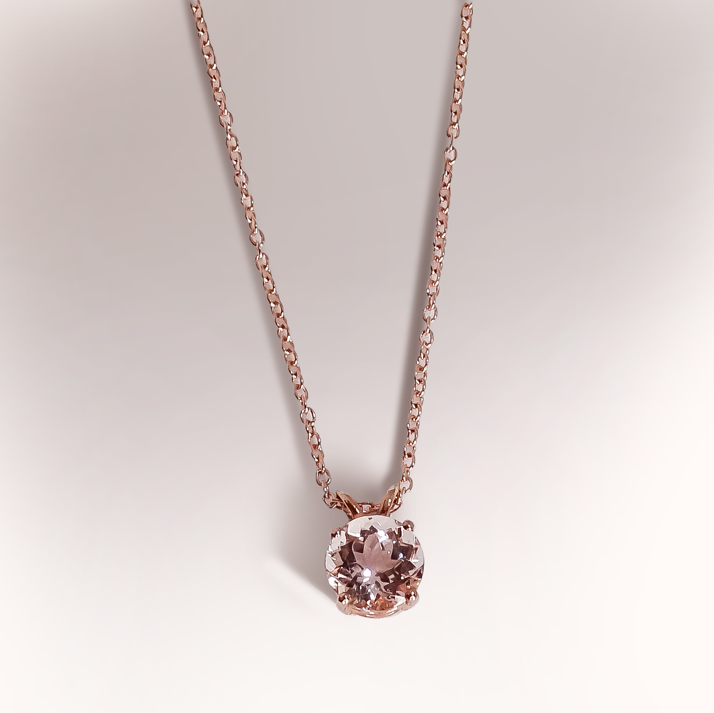 1.411ct Morganite Solitaire Pendant in 9ct Rose Gold on Chain