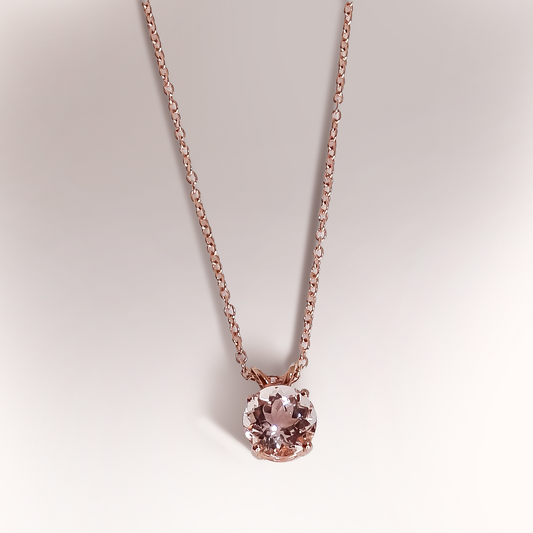 1.411ct Morganite Solitaire Pendant in 9ct Rose Gold on Chain