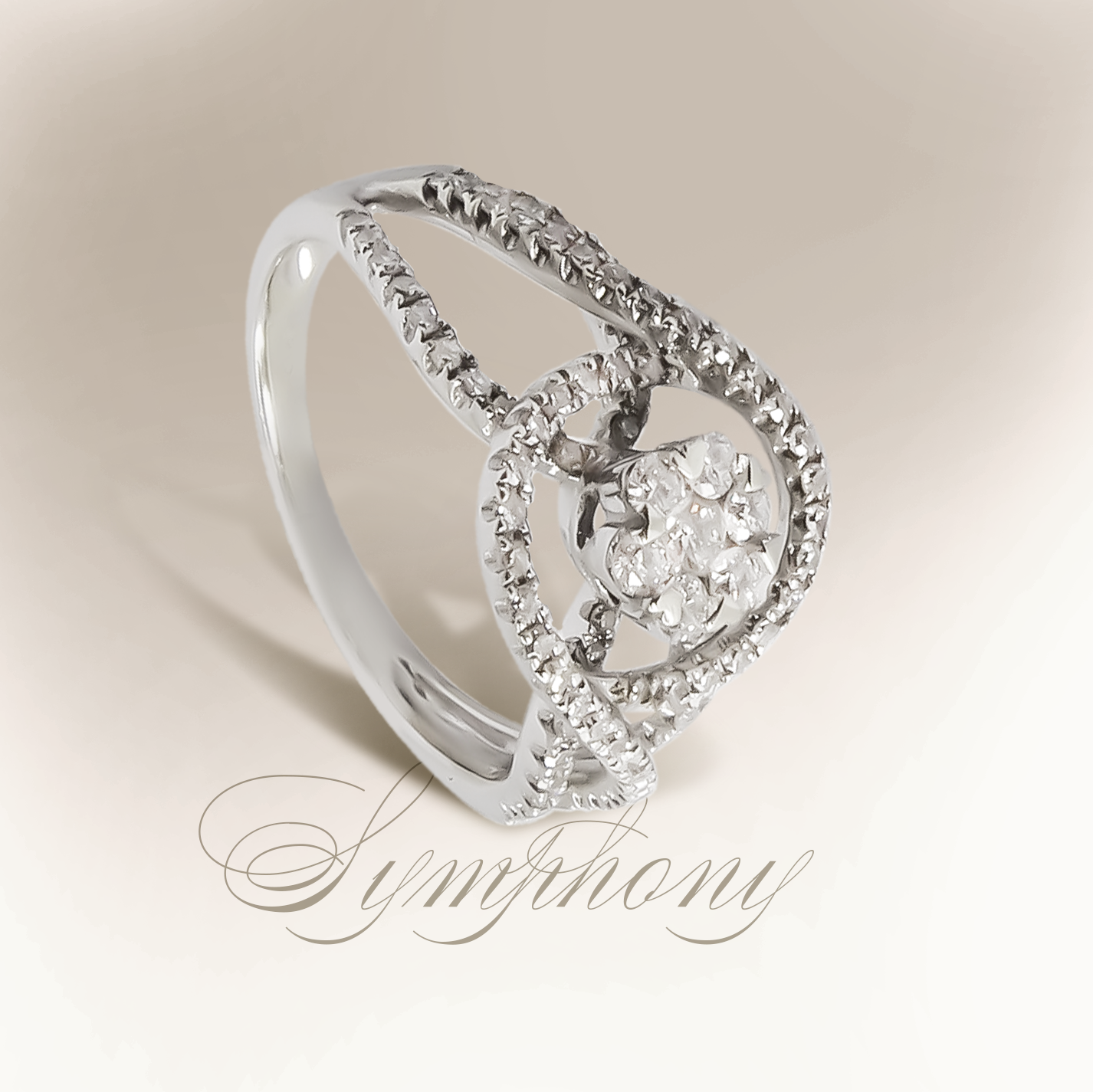 0.49ct Diamond Symphony Style Wedding Dress Ring in 9ct White Gold