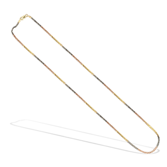 45cm Wheat Link Chain in Yellow, Rose and White Gold
