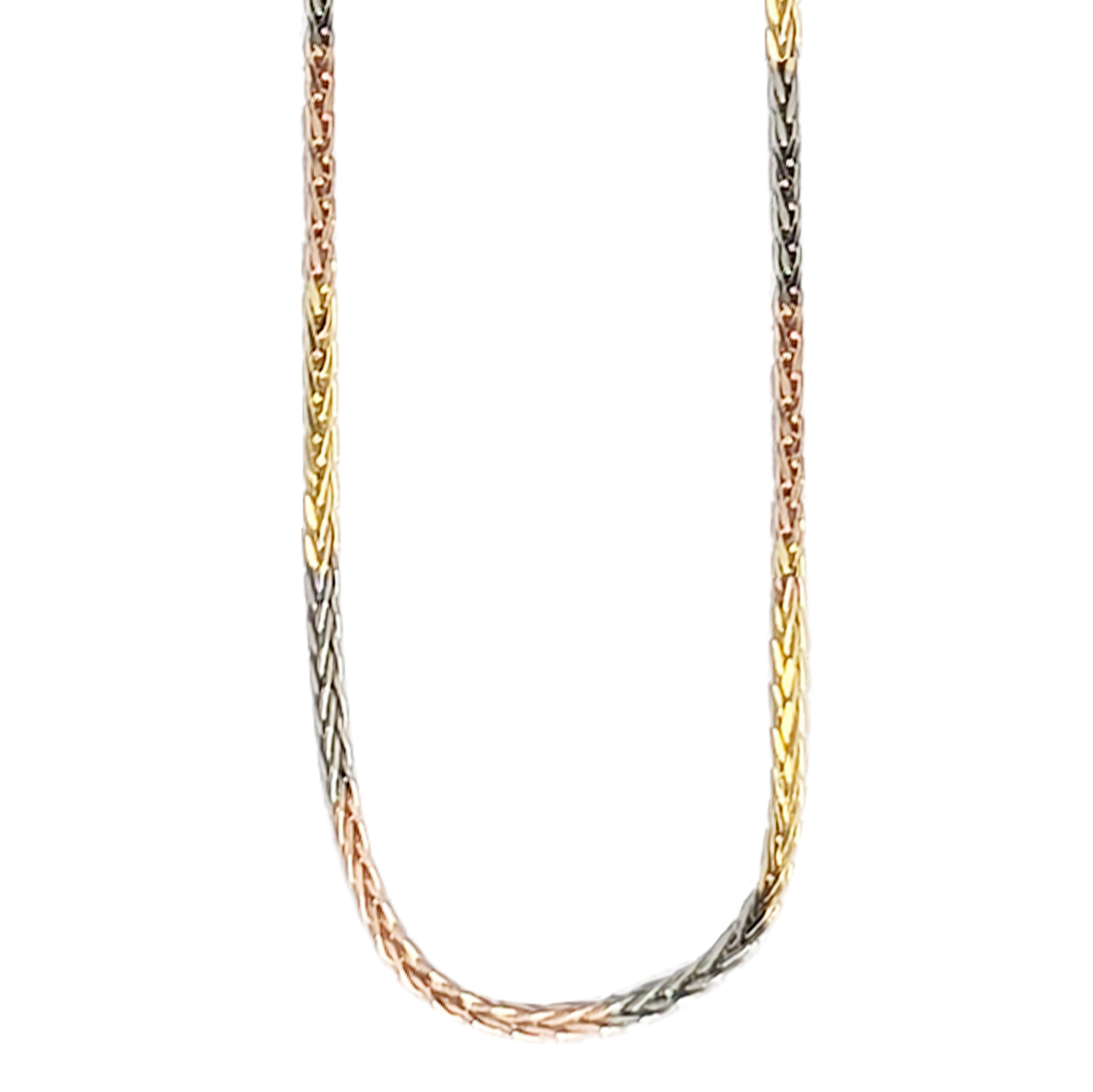 45cm Wheat Link Chain in Yellow, Rose and White Gold