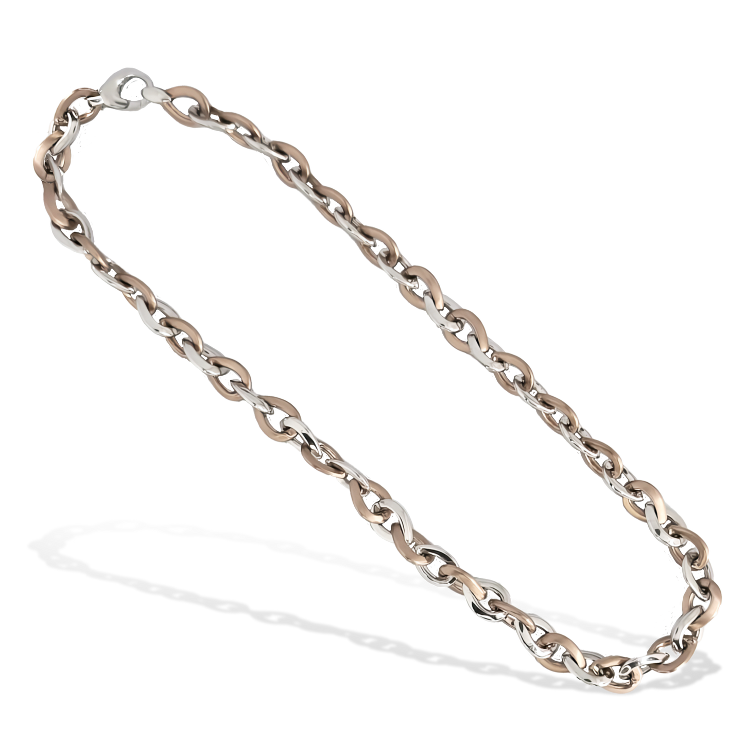 45cm Teardrop Link Necklace in Rose and White Gold