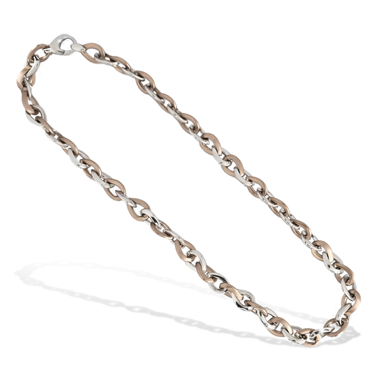 45cm Teardrop Link Necklace in Rose and White Gold