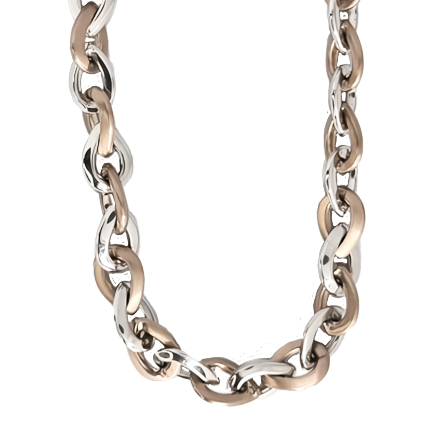 45cm Teardrop Link Necklace in Rose and White Gold