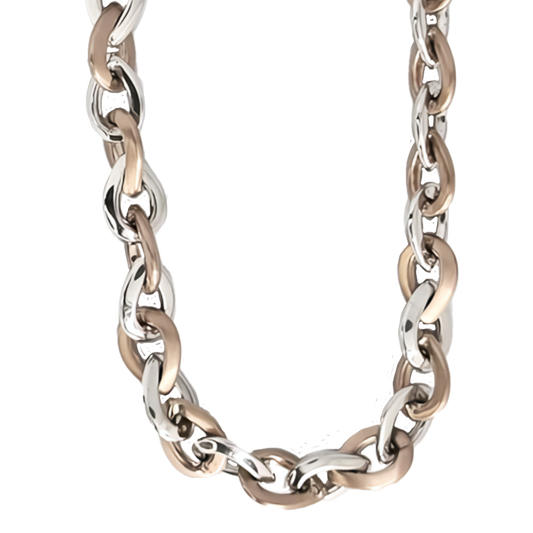 45cm Teardrop Link Necklace in Rose and White Gold
