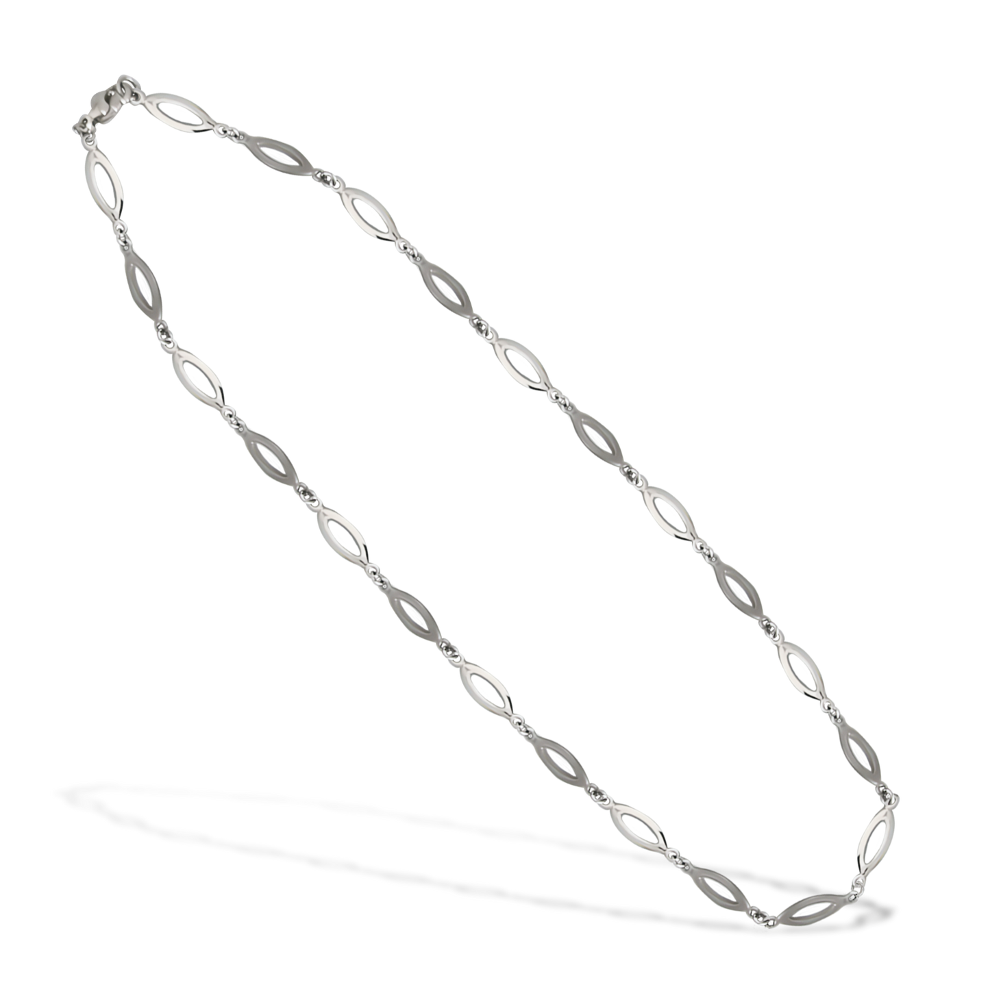 45cm Marquise Link Chain in 9ct White Gold