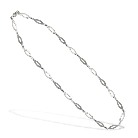 45cm Marquise Link Chain in 9ct White Gold