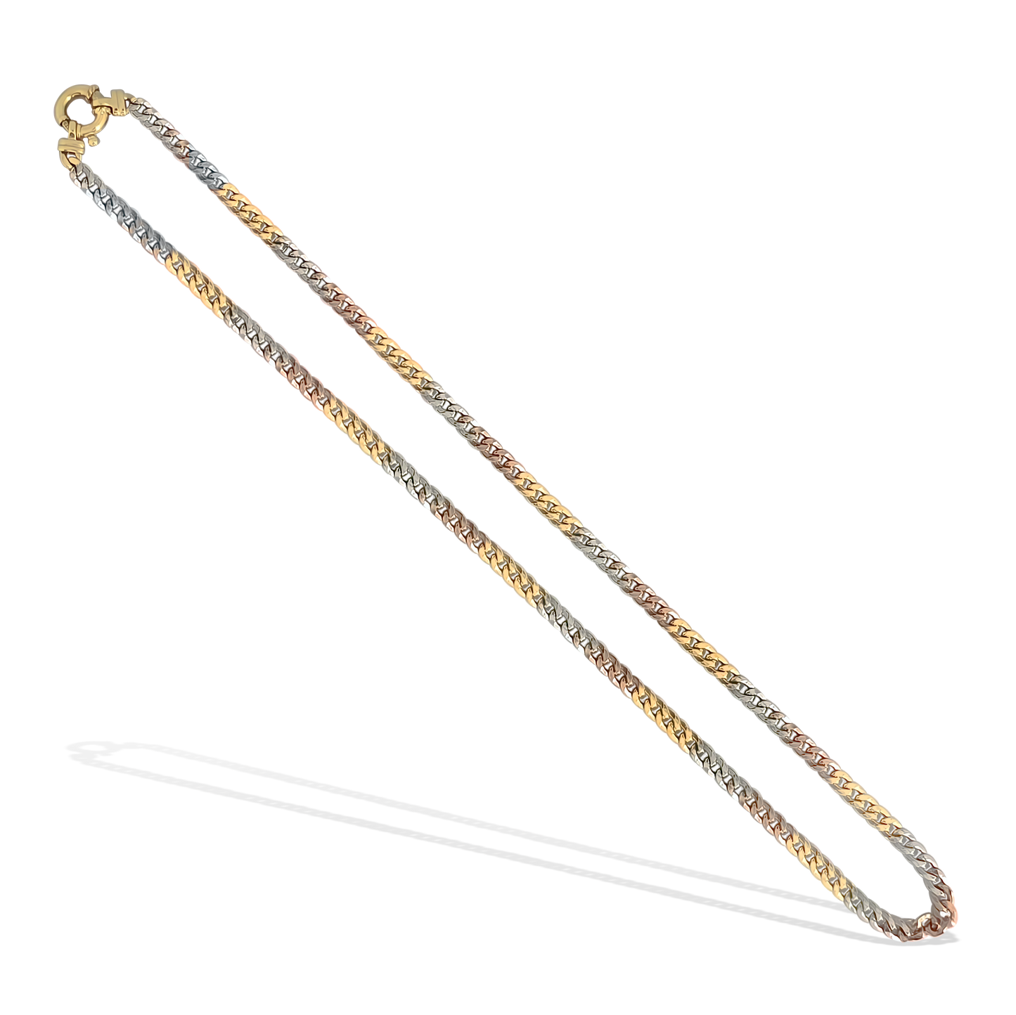 50cm Curb Link Chain in Yellow, Rose and White Gold