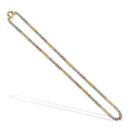 50cm Curb Link Chain in Yellow, Rose and White Gold