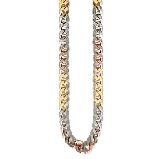 50cm Curb Link Chain in Yellow, Rose and White Gold