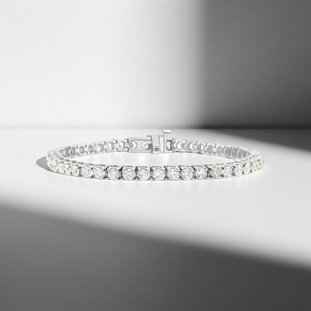 SALE: 4.83ct Natural Diamond Tennis Bracelet in 9ct White Gold