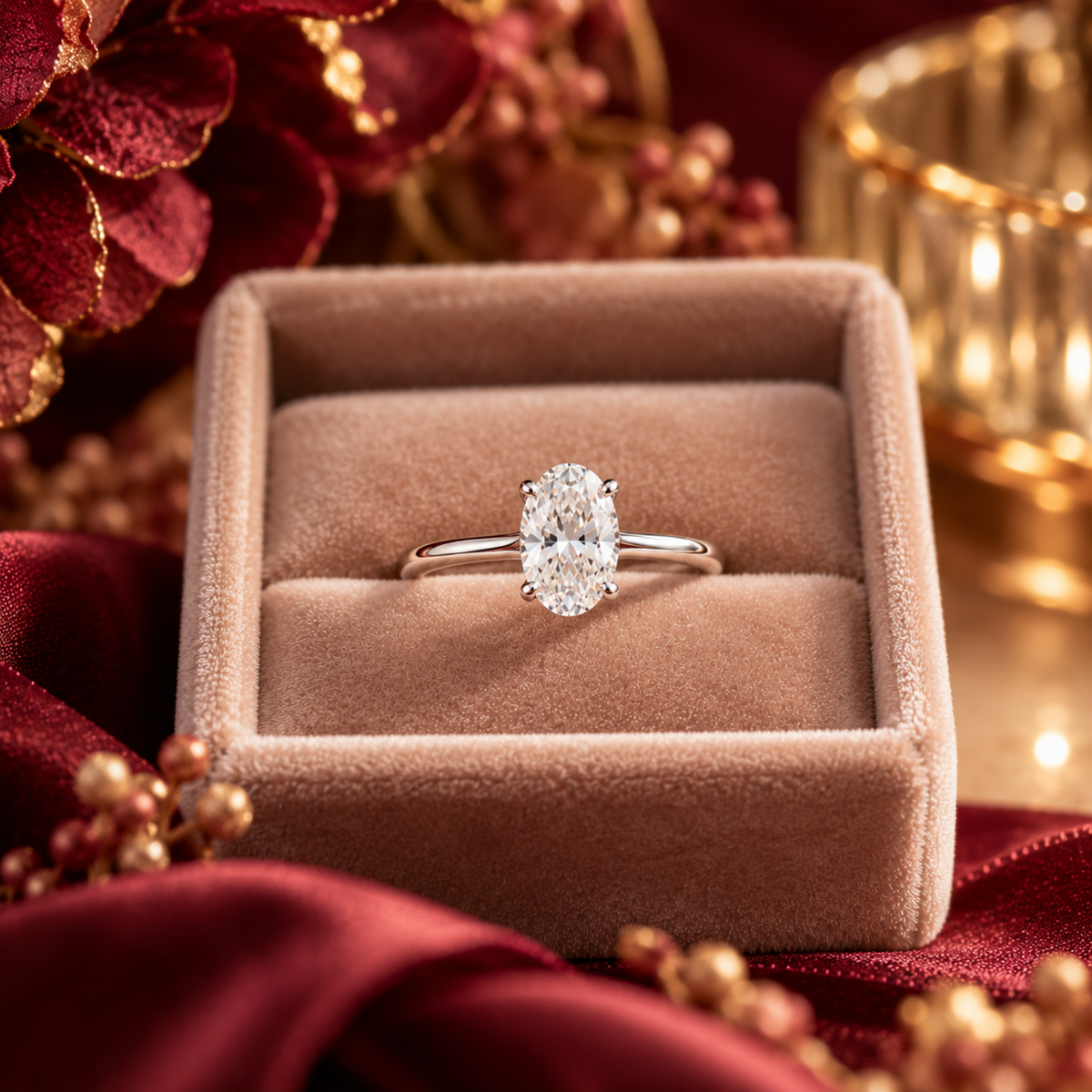 1.00ct Oval Lab Grown Diamond Solitaire Ring – 9ct Gold