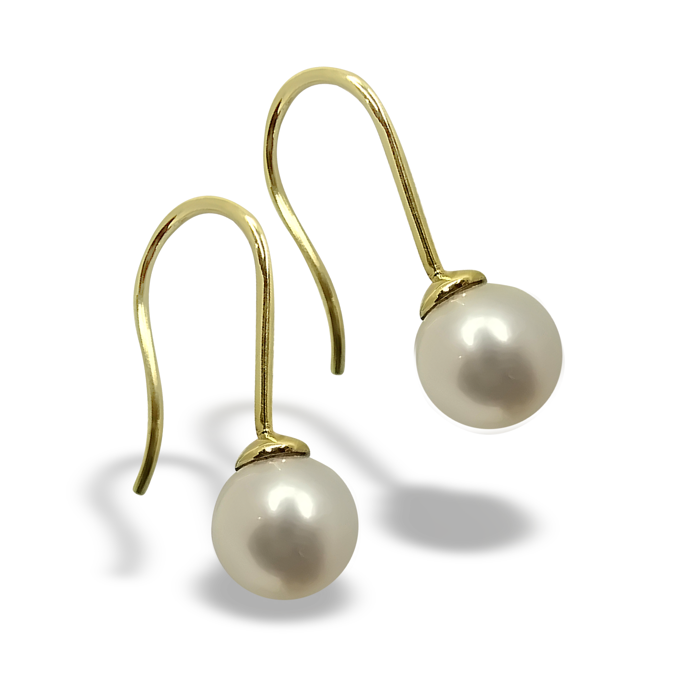 6mm Fresh Water Pearl Sheppard's Hook Earring Studs in 9ct Yellow Gold