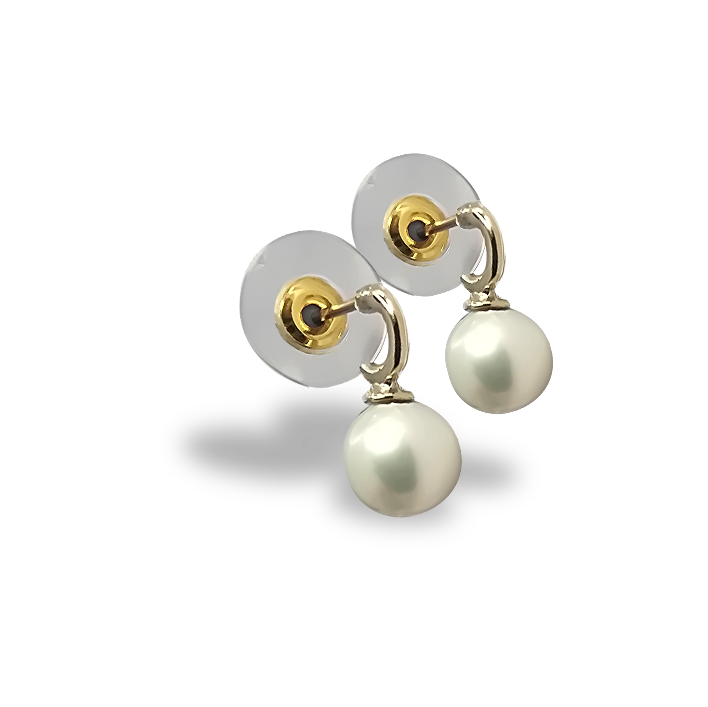 7mm Fresh Water Pearl Hoop Huggie Studs in 9ct Yellow Gold