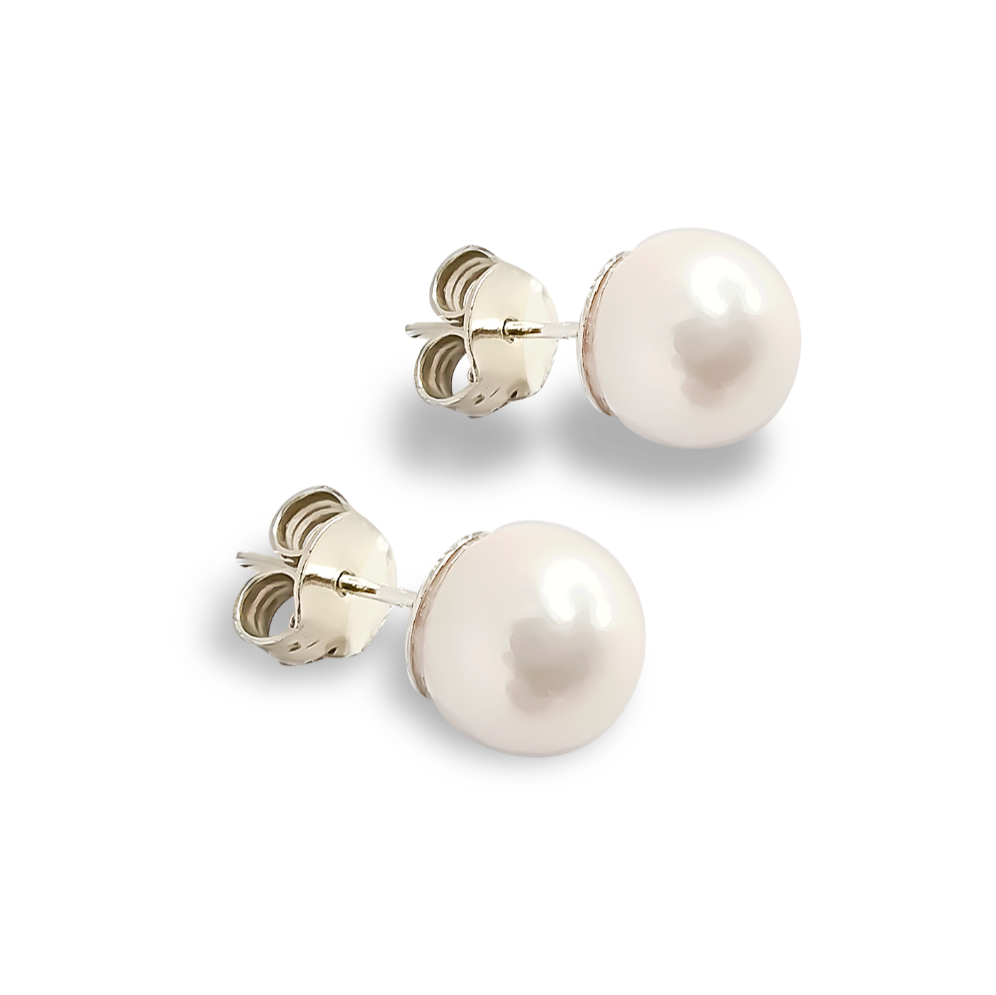5mm Fresh Water Pearl Solitaire Huggie Studs in Sterling silver
