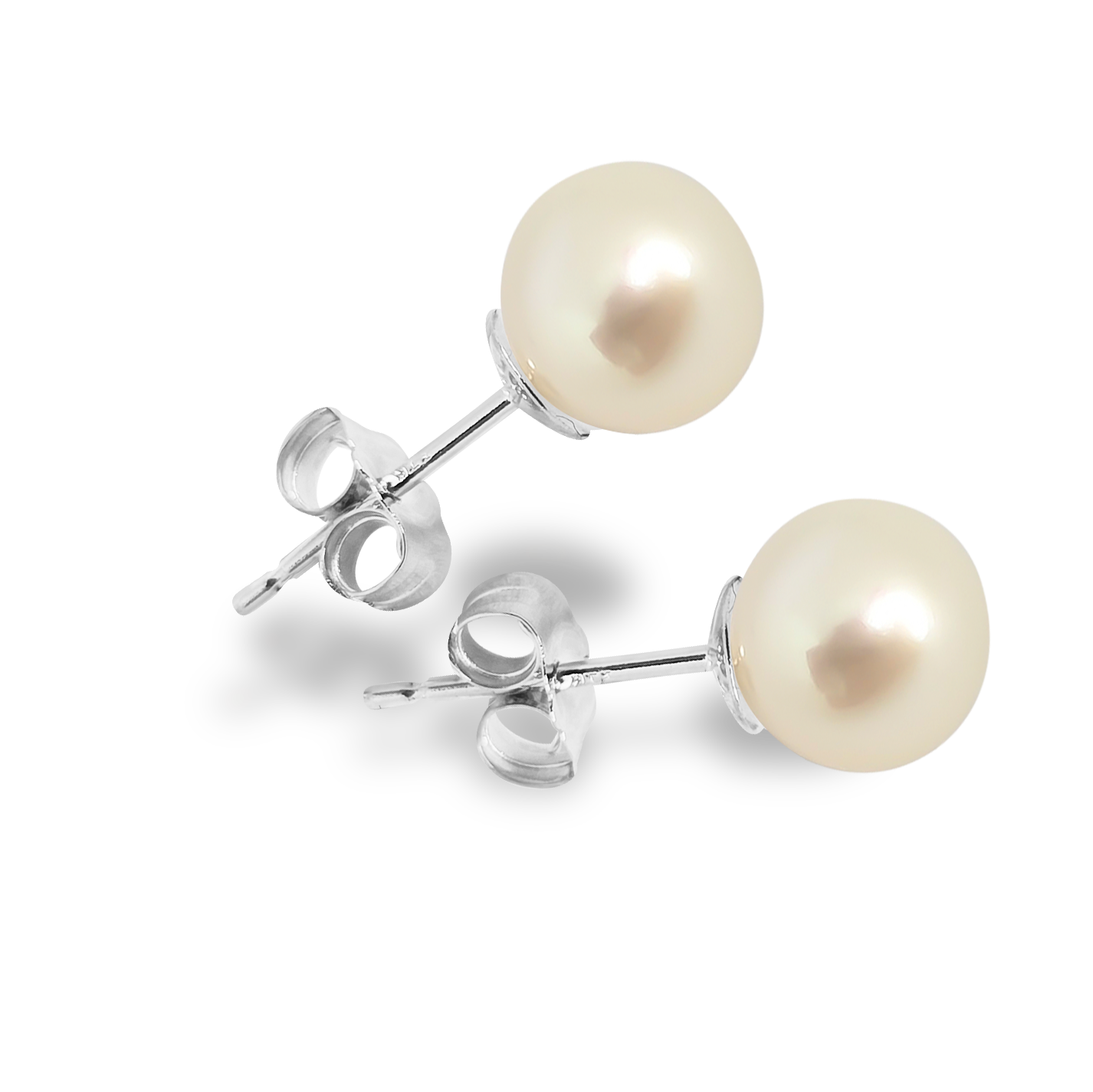6mm Fresh Water Pearl Solitaire Huggie Studs in 925 Sterling Silver
