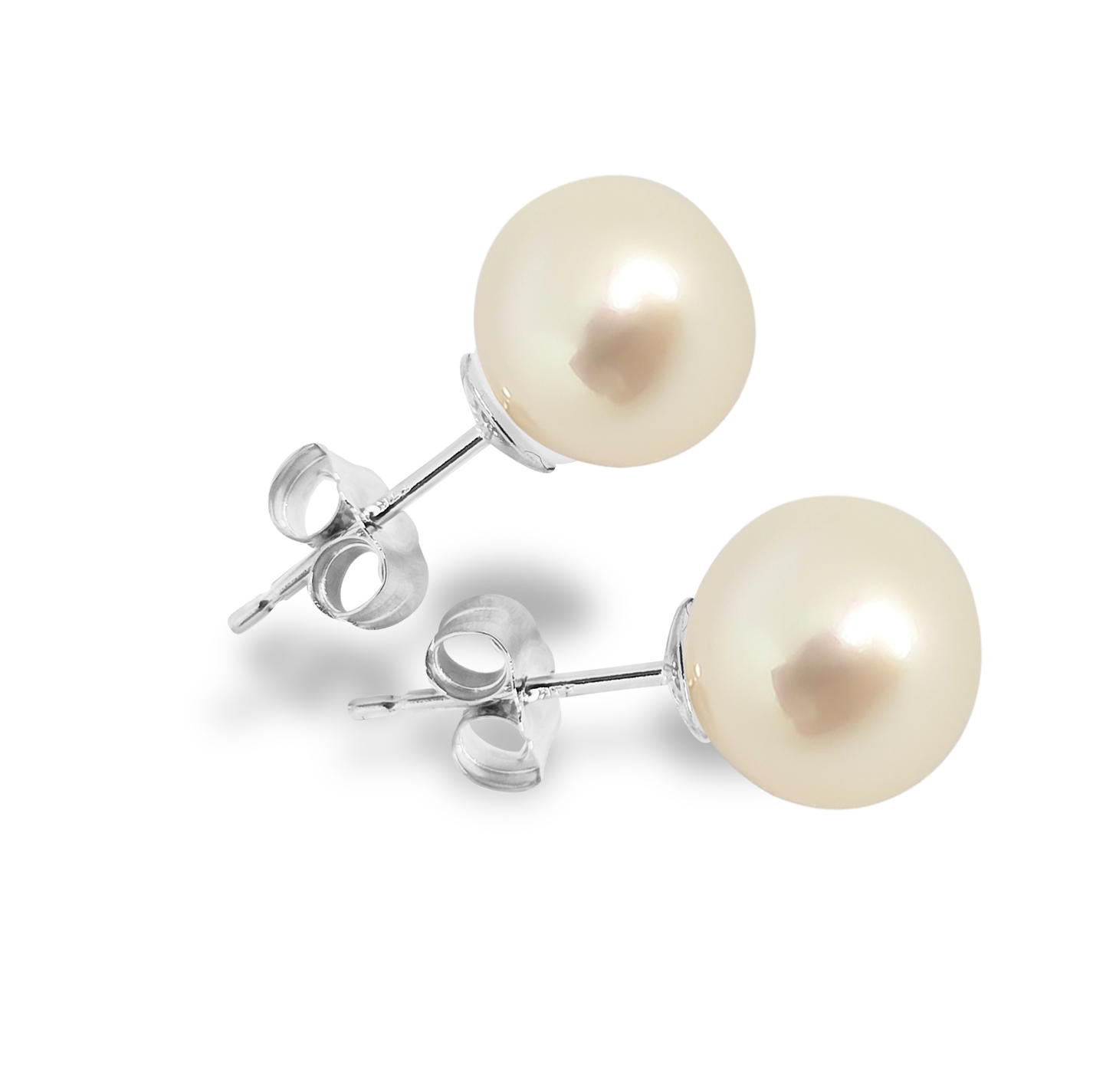 7mm Fresh Water Pearl Solitaire Huggie Studs in Sterling Silver