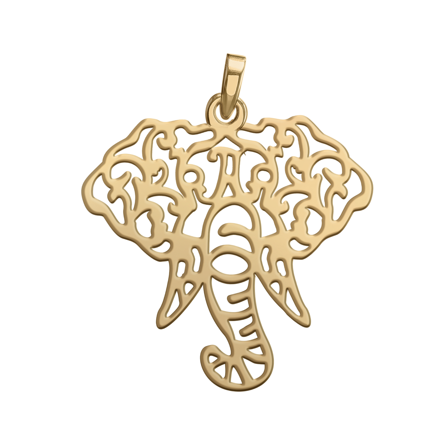 Filigree Elephant Leader Pendant in 9ct Yellow Gold