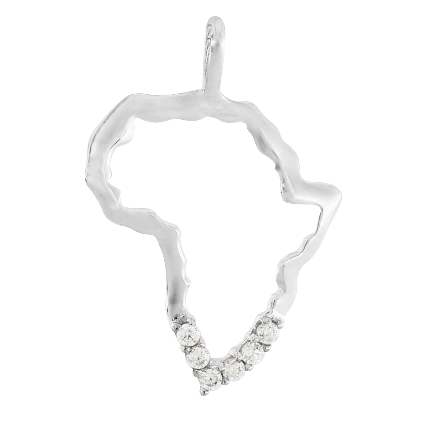 Cubic Zirconia Map of Africa Pendant in 9ct White Gold
