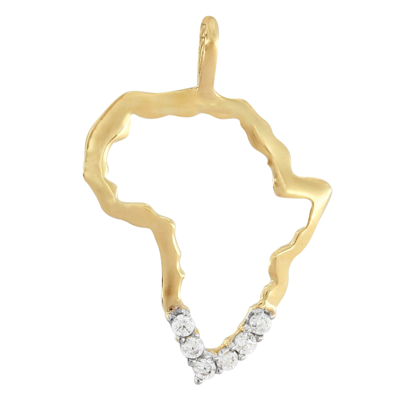 Cubic Zirconia Map of Africa Pendant in 9ct Yellow Gold