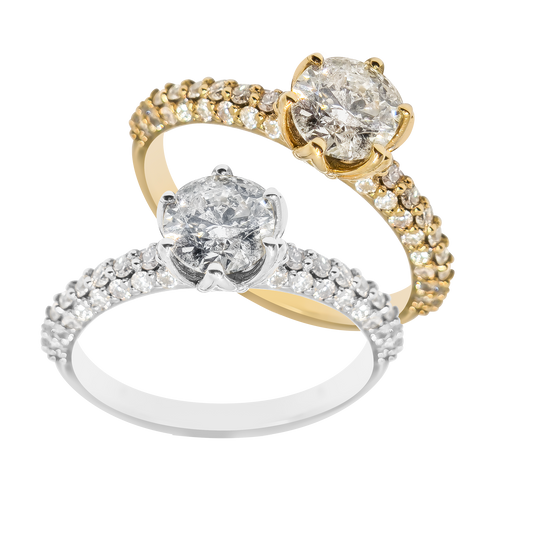 1.05ct Natural Diamond Protea Claw Wedding Band in 18ct Gold