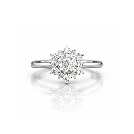 18ct White GoldFlower Ring Set with 0.51ct Natural Diamond Ring