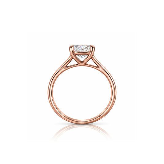 18ct Rose Gold 1.021ct Radiant Cut Natural Diamond Solitaire Ring