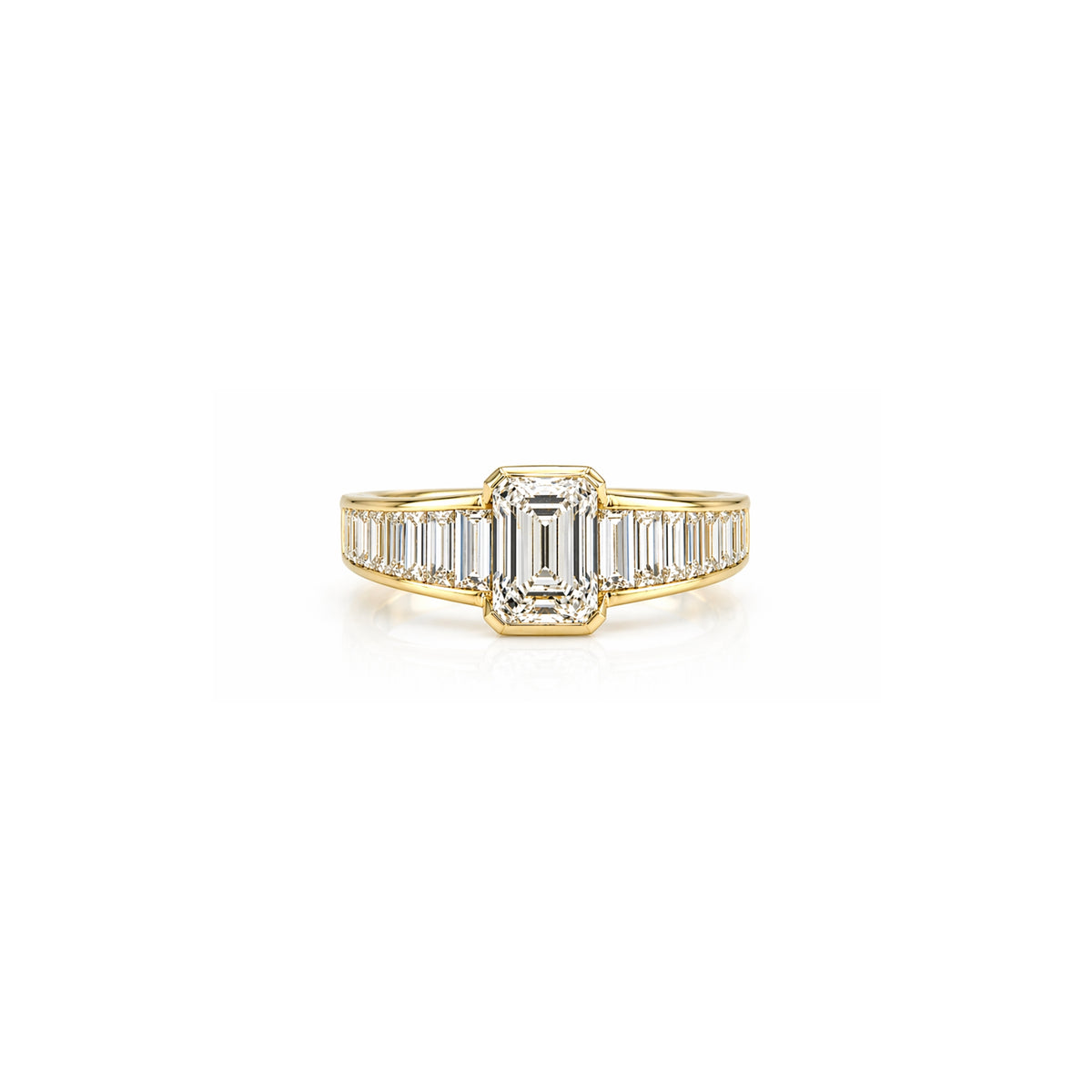 9ct Yellow Gold Emerald-Cut Lab-Grown Diamond Ring (2.31ct total)