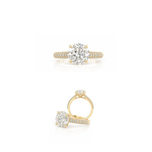 1.54ct Lab-Grown Diamond Solitaire Ring with Pavé Band in 9ct Yellow Gold