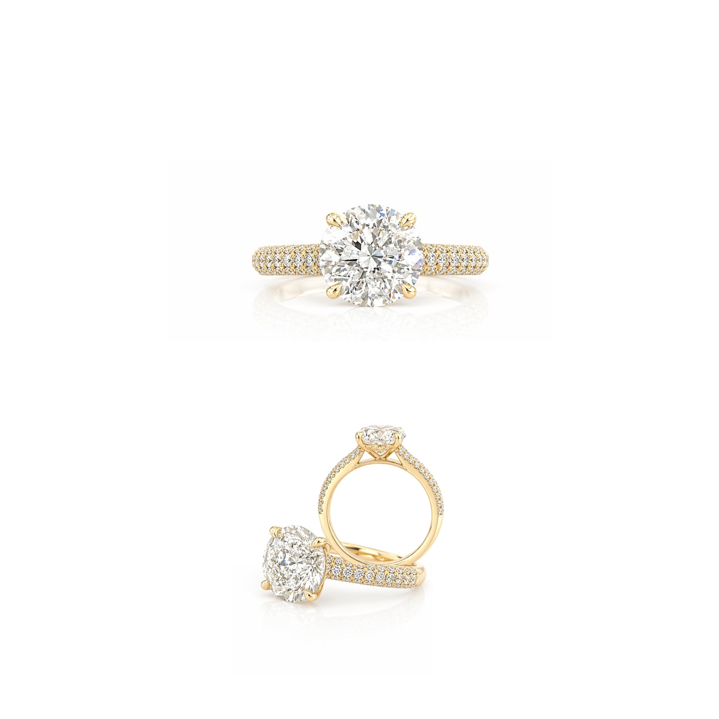 1.54ct Lab-Grown Diamond Solitaire Ring with Pavé Band in 9ct Yellow Gold