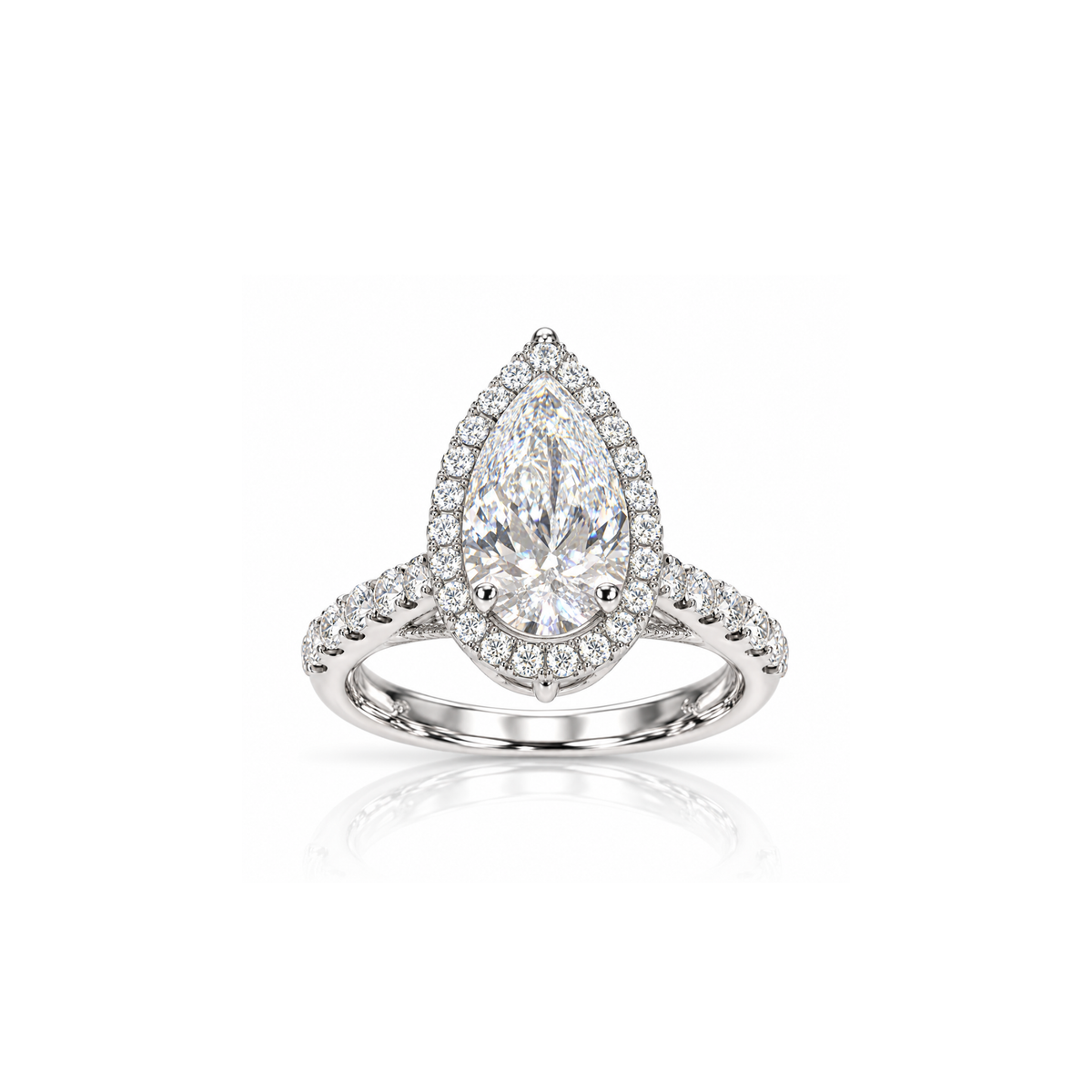 9ct White Gold 2.64ct Pear Shape Lab Grown Diamond Halo Ring