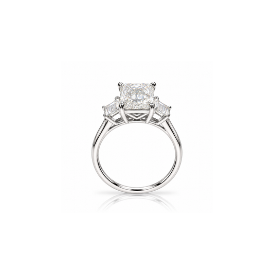 9ct White Gold 3.60ct Radiant Cut Lab Grown Diamond Trilogy Ring