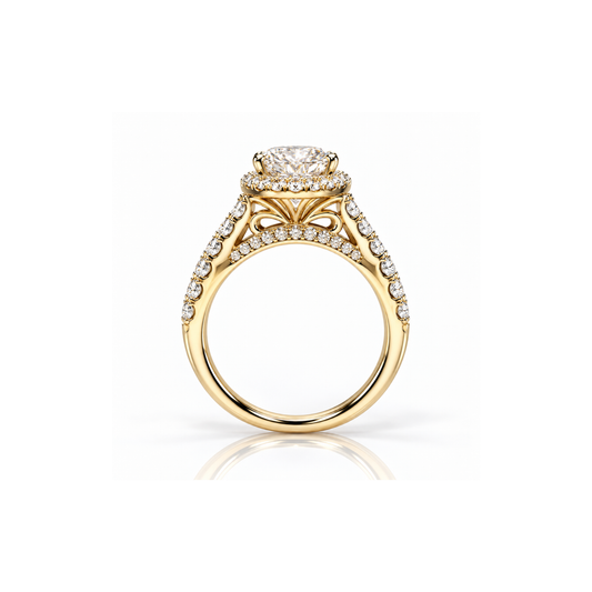 9ct Yellow Gold 2.57ct Oval Lab Grown Diamond Halo Ring