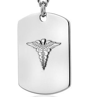 ARZ Steel Medical Embossed Bracelet and Necklace