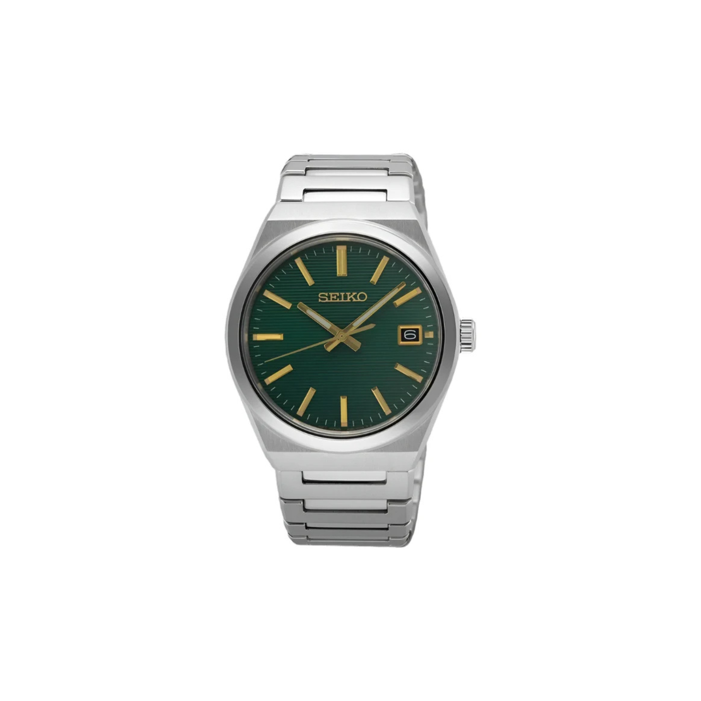 Gents Seiko Quartz Watch with Green Face and Gold Hands