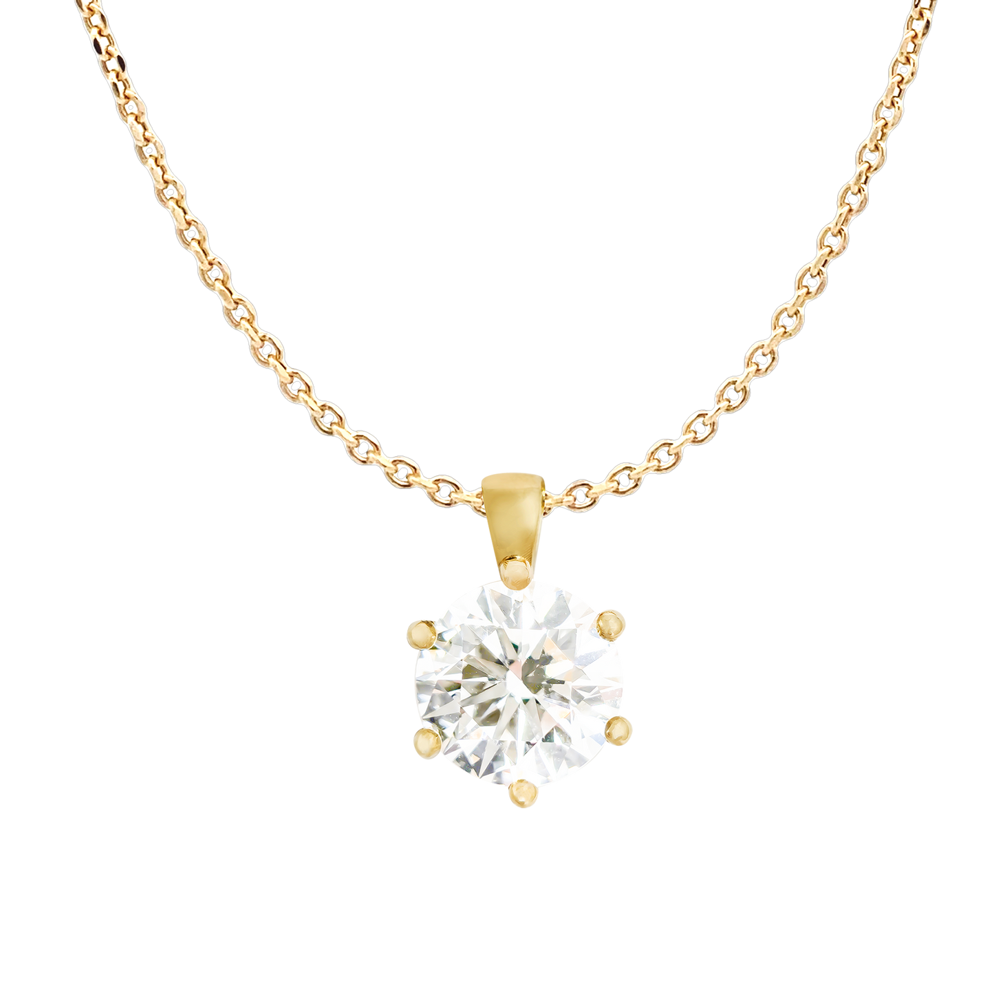 2.02ct Lab-Grown Diamond Six Claw Solitaires Pendants in 9ct Yellow Gold