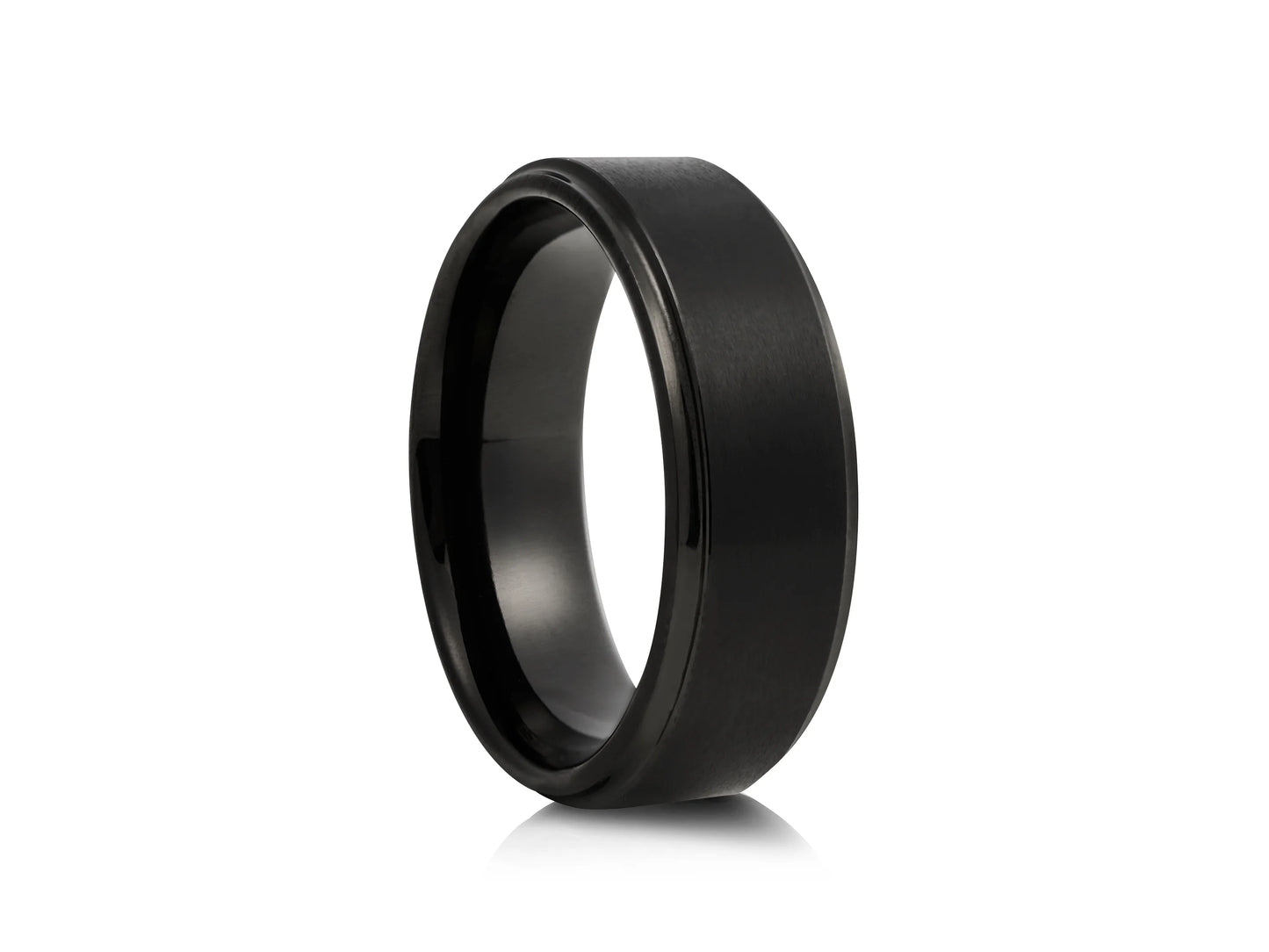 8mm Tungsten Ring - Black with Black matte with Polished Finish Concaved