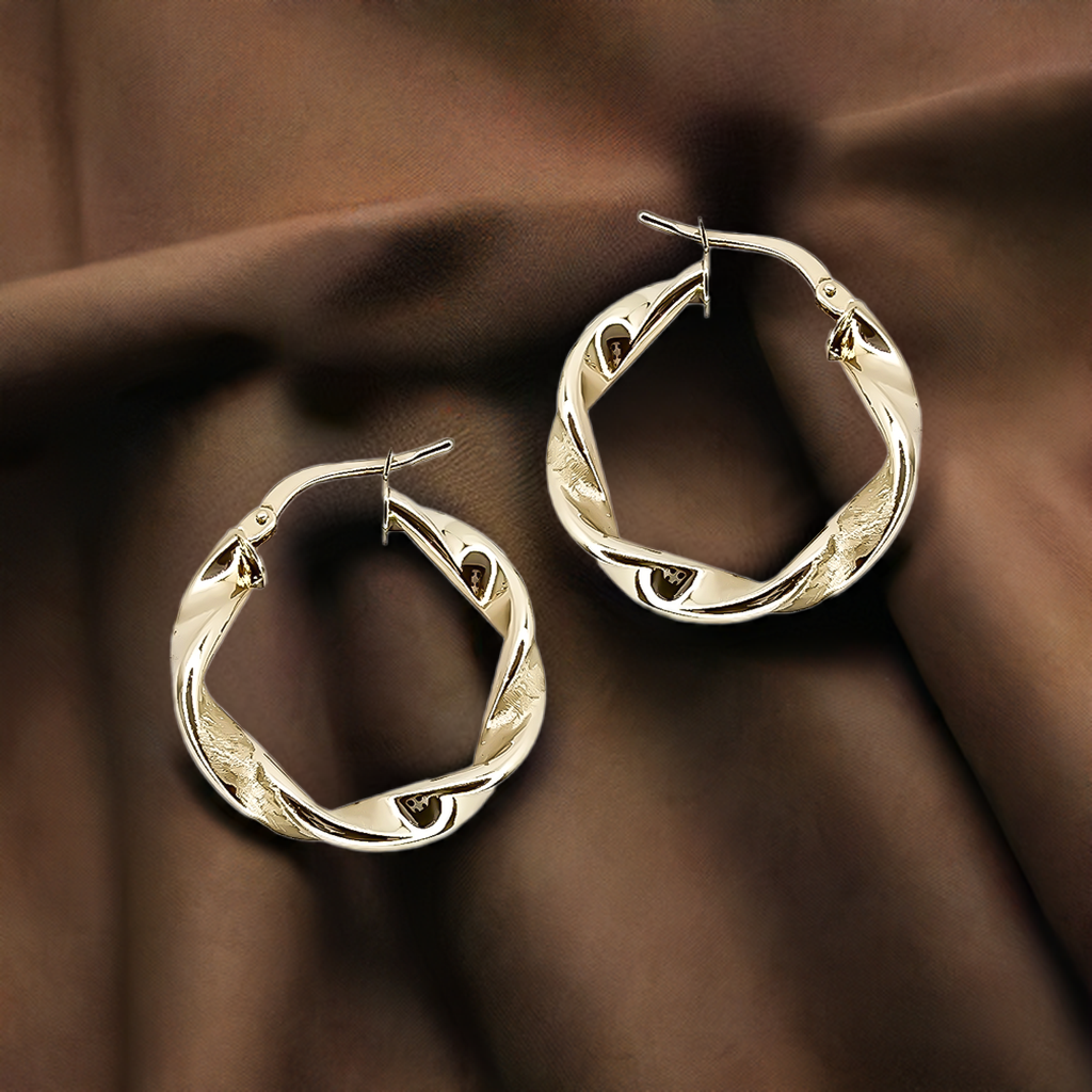13mm Twist Eternity Hoops in 9ct Yellow Gold