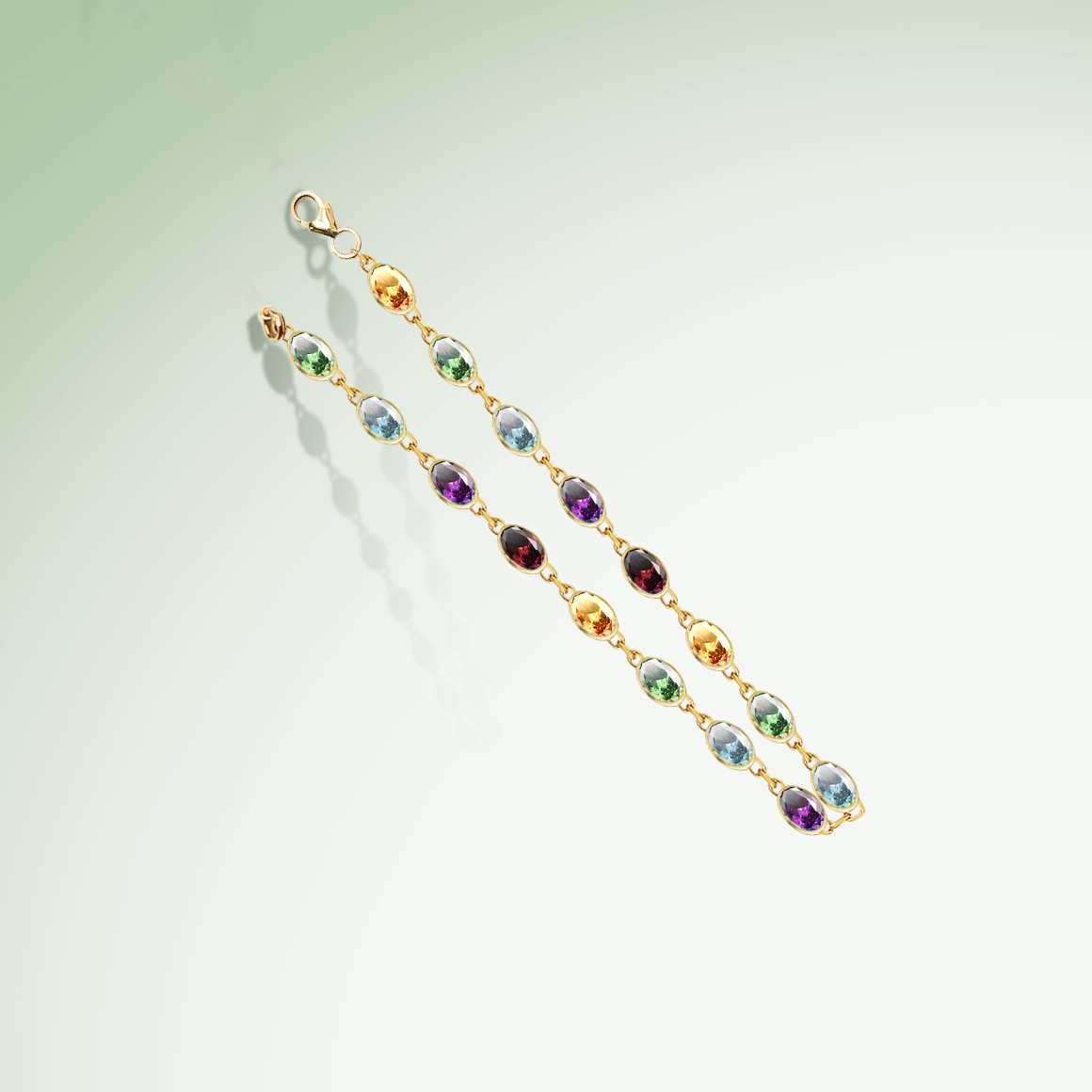 Tutti Frutti Oval Gemstone Bracelet in 9ct Yellow Gold