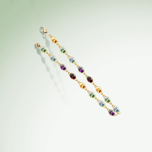 Tutti Frutti Oval Gemstone Bracelet in 9ct Yellow Gold