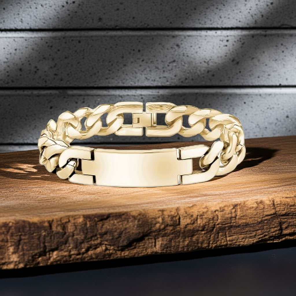 ARZ Steel 14mm ID Plate Cuban Link Bracelet