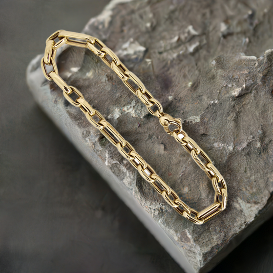 19cm Rounded Paper Link Bracelet in 9ct Yellow Gold